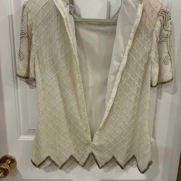 Papell Boutique Evening beaded top old money upscale mom of bride or groom sizeM - Picture 4 of 10